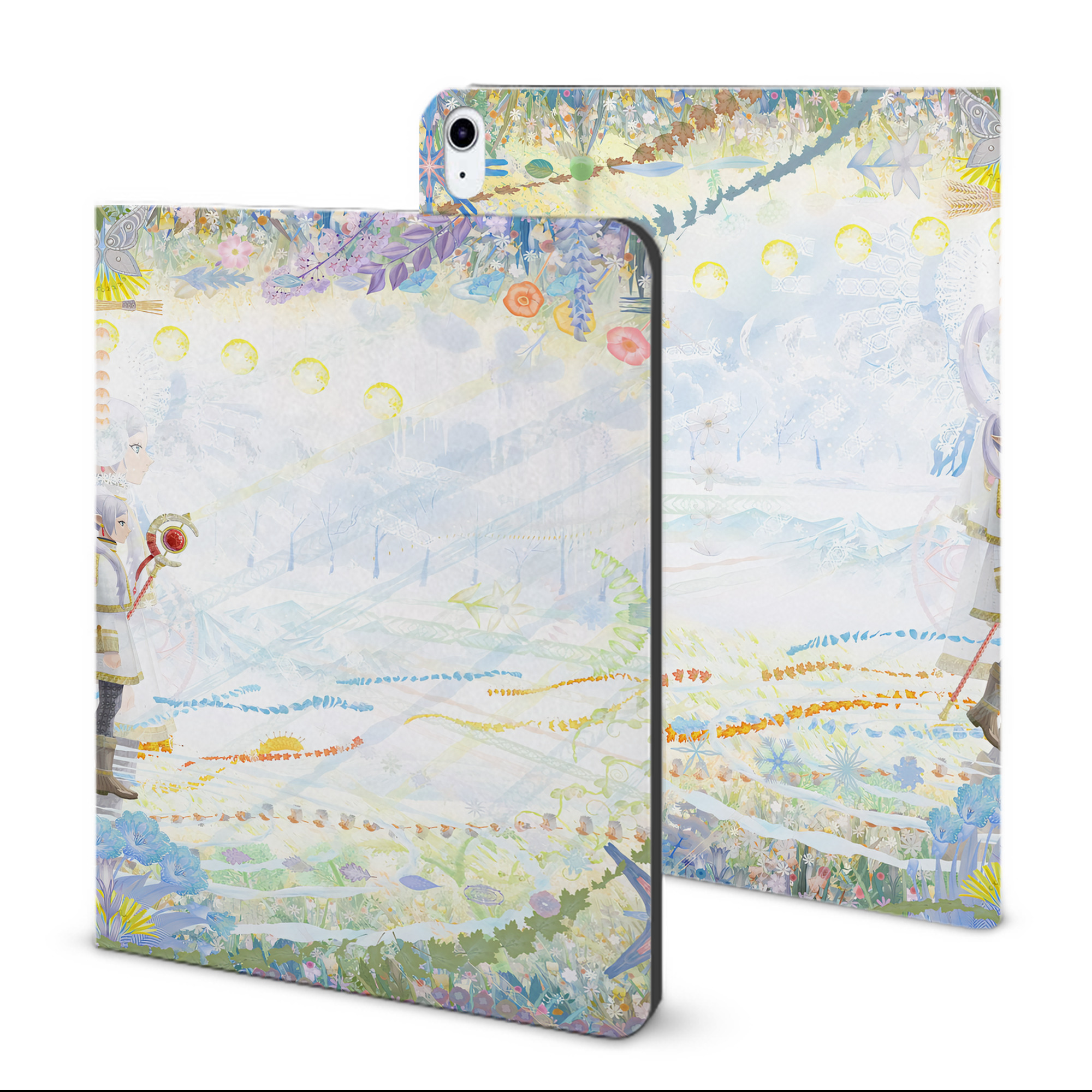 （画像用） 葬送のフリーレン Frieren IPad ケース ブック型 PUレザー TPU 耐衝撃 軽量 薄型 ペン収納なし 全面保護 IPad 各モデル対応